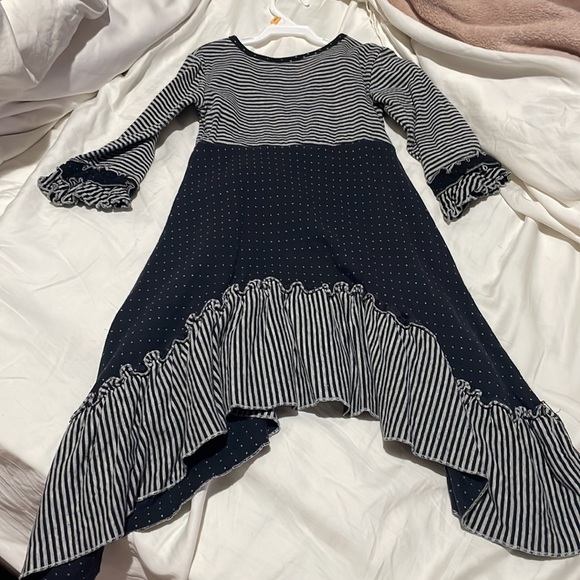 Lilli Lovebirds 6 hi low hemline ruffled black grey dress mismatch matching euc - Picture 9 of 9